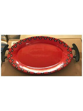 Celebrating Home Chillin & Grillin Platter Stoneware Ceramic 18" Oval #93219 NOS